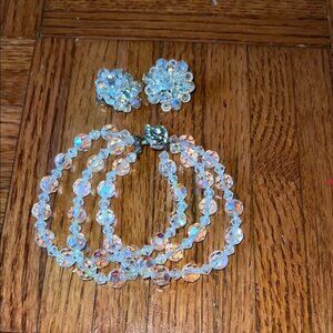 Iridescent Beaded Bracelet and Earring Set